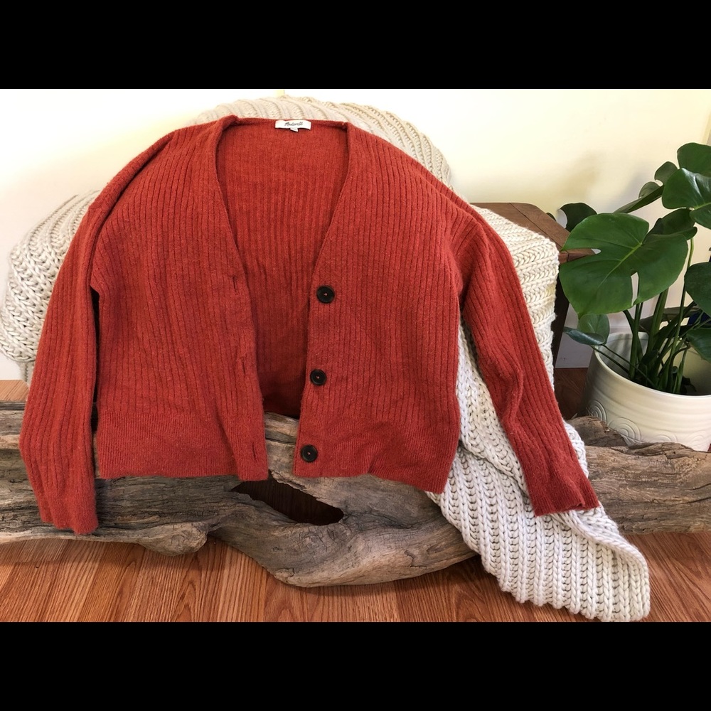 Madewell rust colored cardigan, size XS